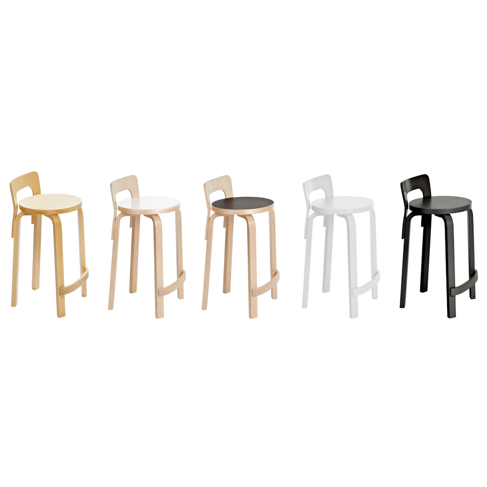 Artek High Chair K65 Kitchen/Bar Stool by Alvar Aalto