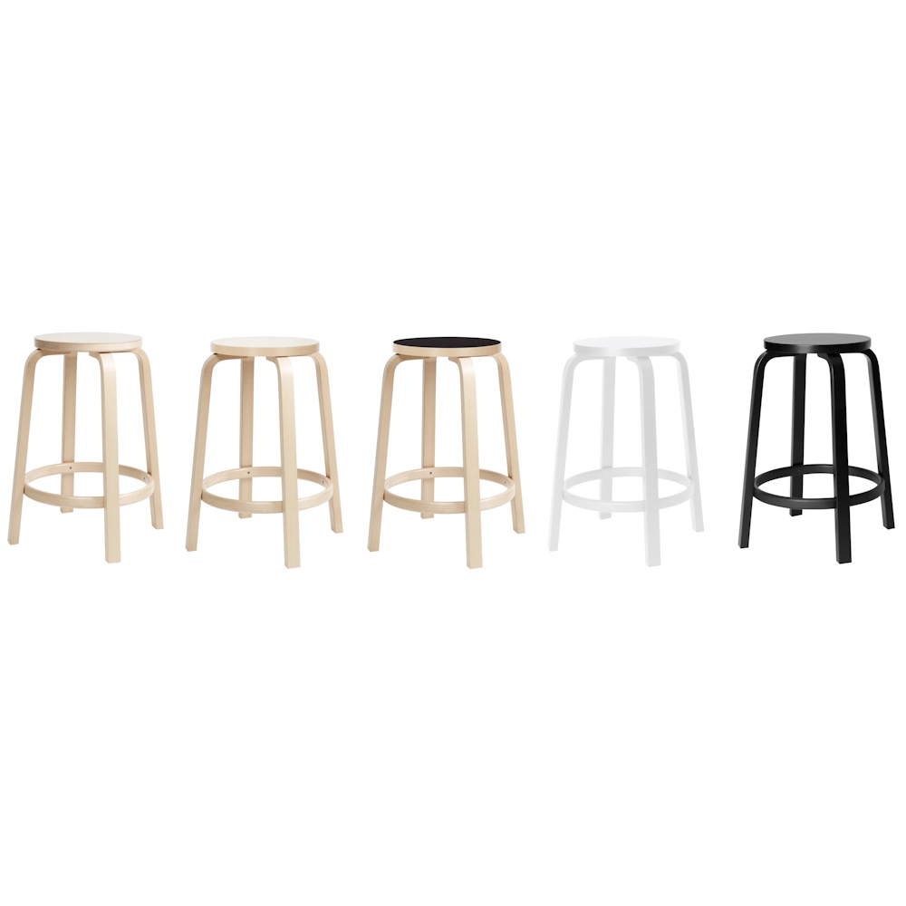 Artek Bar Stool 64 by Alvar Aalto - Low