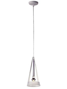 Ryd op Uden for Uartig Flos Glass Fucsia 1 Glass Pendant Light with Conical Shape by Castiglioni  (Clear/Frosted)