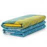 Modern Graphic Midsummer Wool Throw Blanket in Yellow/Dusty Blue