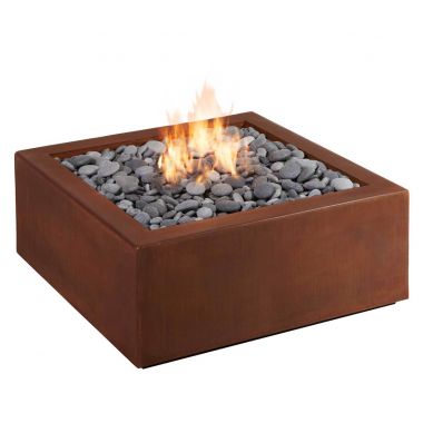 Bento Square Outdoor Fire Pit in Corten Steel by Paloform