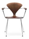 Norman Cherner Armchair Chrome Base and Arms with Classic Walnut Seat
