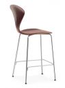 Norman Cherner Counter Bar Stool Chrome Base in Classic Walnut