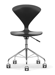 Norman Cherner Office Task Chair Swivel Base Ebony Lacquer Seat