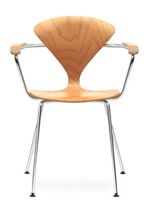 Norman Cherner Armchair Chrome Base and Arms with Natural Beech Seat