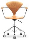 Norman Cherner Task Armchair Swivel Base with Natural Beech Seat
