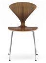 Norman Cherner Stacking Side Chair Chrome Base Natural Walnut Seat