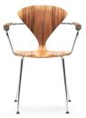 Norman Cherner Armchair Chrome Base and Arms with Red Gum Seat