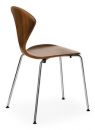 Norman Cherner Stacking Side Chair Chrome Base Classic Walnut Seat