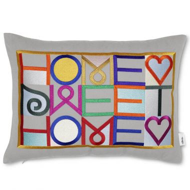 Home Sweet Home Embroidered Pillow (Grey) by Vitra